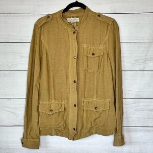 Lucky Brand Live In Love Linen Blend Utility Jacket Size M
